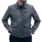 Majestic Leather - MEN'S AVIATOR DISTRESS BLACK GREY REAL LEATHER JACKET
