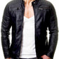 Majestic Leather - Herren Vintage Cafe Racer Schwarz Echtleder Slim Fit Echt Bikerjacke