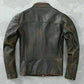 Majestic Leather - Men's Vintage Biker Black Motorcycle Distressed Cafe Racer Leather Jacket