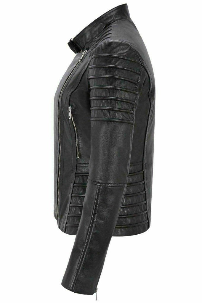 Majestic Leather - Women's Genuine Lambskin Leather Jacket Motorcycle Real Slim fit Biker Jacket
