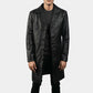 Majestic Leather - Men trench coat genuine lambskin leather long winter knee length jacket coat