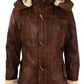 Majestic Leather - Brown Man 3/4 Marroncino with Hood Safari Hair Winter along Real Skin