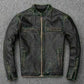 Majestic Leather - Men’s Motorcycle Biker Vintage Distressed Black Faded Real Leather Jacket