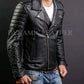 Majestic Leather - MEN’S FASHION GENUINE LEATHER SLIM FIT QUILTED BLACK LEATHER BIKER JACKET