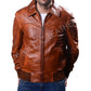 Majestic Leather - Men's Biker Motorcycle Vintage Rust Brown Bomber Winter Leather Jacket-BNWT