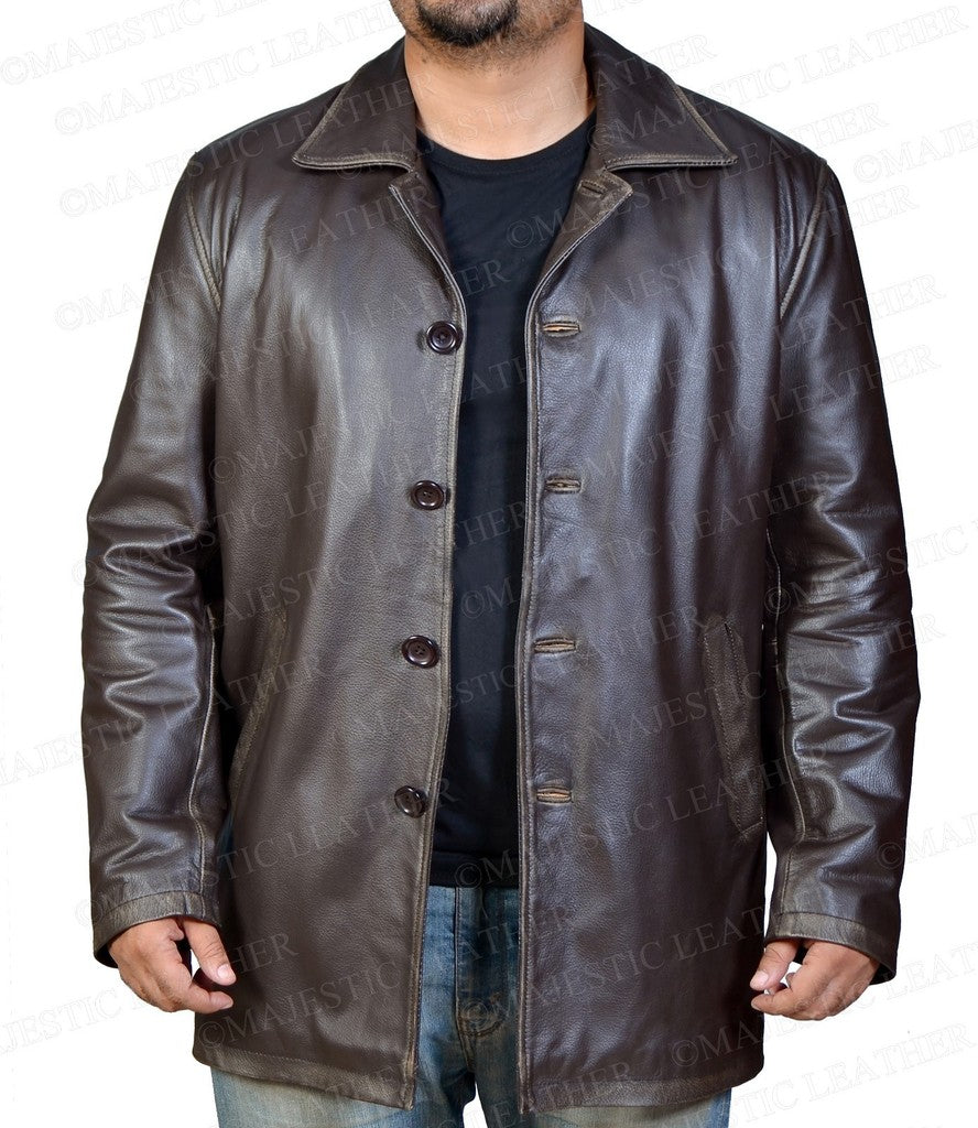 Majestic Leather - Supernatural Dean Winchester Brown Rub Buff distressed Cow Hide Leather Jacket