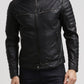 Majestic Leather - Men's Slim Fit Biker Motorcycle Style Retro Black Leather Jacket