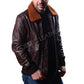 Majestic Leather - Mens Aviator Navy G-1 Flight Jacket Real Brown Leather Bomber Jacket