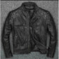 Majestic Leather - Men’s Motorcycle Biker Cafe Racer Vintage Distressed Black Real Leather Jacket