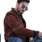 Majestic Leather - New Aviator Bomber Pilot Brown Nubuck Leather Jacket