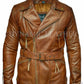 Majestic Leather - Men's Brown 3/4 Motorcycle Biker Long Cow Hide Leather Jacket