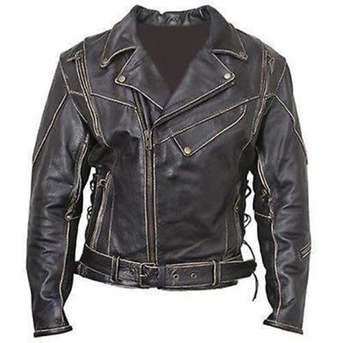 Majestic Leather - Men's Terminator Arnold Brando Black Distressed stylish Cowhide Leather Jacket