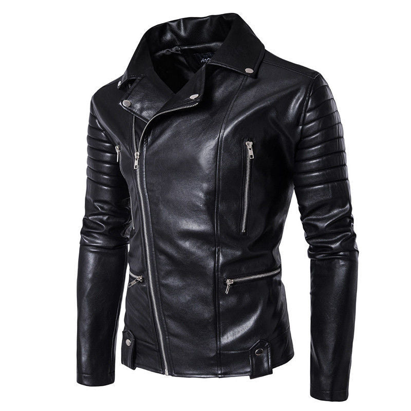 Majestic Leather - Men's Slim fit Lambskin Motorcycle Biker Jacket Genuine Black Jacket Leather