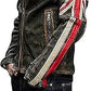 Majestic Leather - Men's Motorcycle Vintage Racer Union Jack Leather Black Distressed Jacket