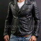Majestic Leather - MEN’S FASHION GENUINE LEATHER SLIM FIT QUILTED BLACK LEATHER BIKER JACKET