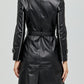 Majestic Leather - Ladies Women Black Genuine Real Leather Pea Coat - BNWT