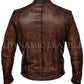 Majestic Leather - Men's Biker Vintage Motorcycle Distressed Brown Cafe Racer Leather Jacket