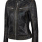 Majestic Leather - Women's Genuine Lambskin Leather Jacket Black Slim fit Motorcycle Jacket (843)