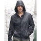 Majestic Leather - Ghost Protocol Mission Impossible Black Men's Hooded Movie Real Leather Jacket