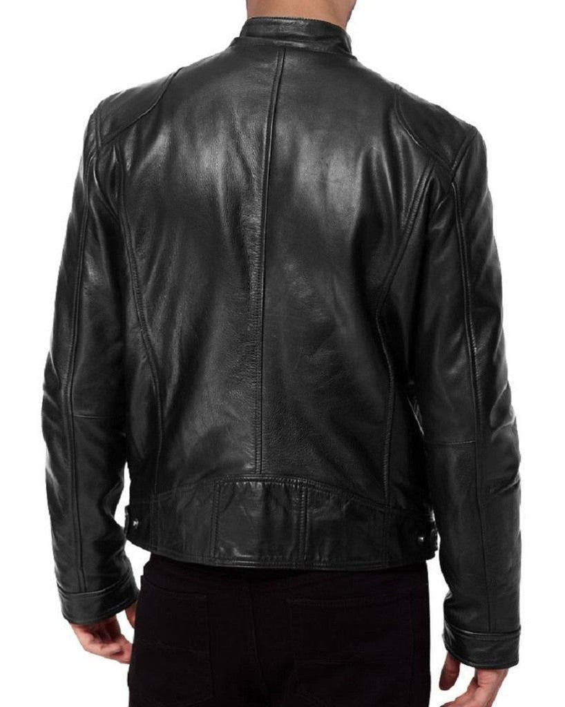 Majestic Leather - Herren Vintage Cafe Racer Schwarz Braun Echtleder Slim Fit Echt Bikerjacke
