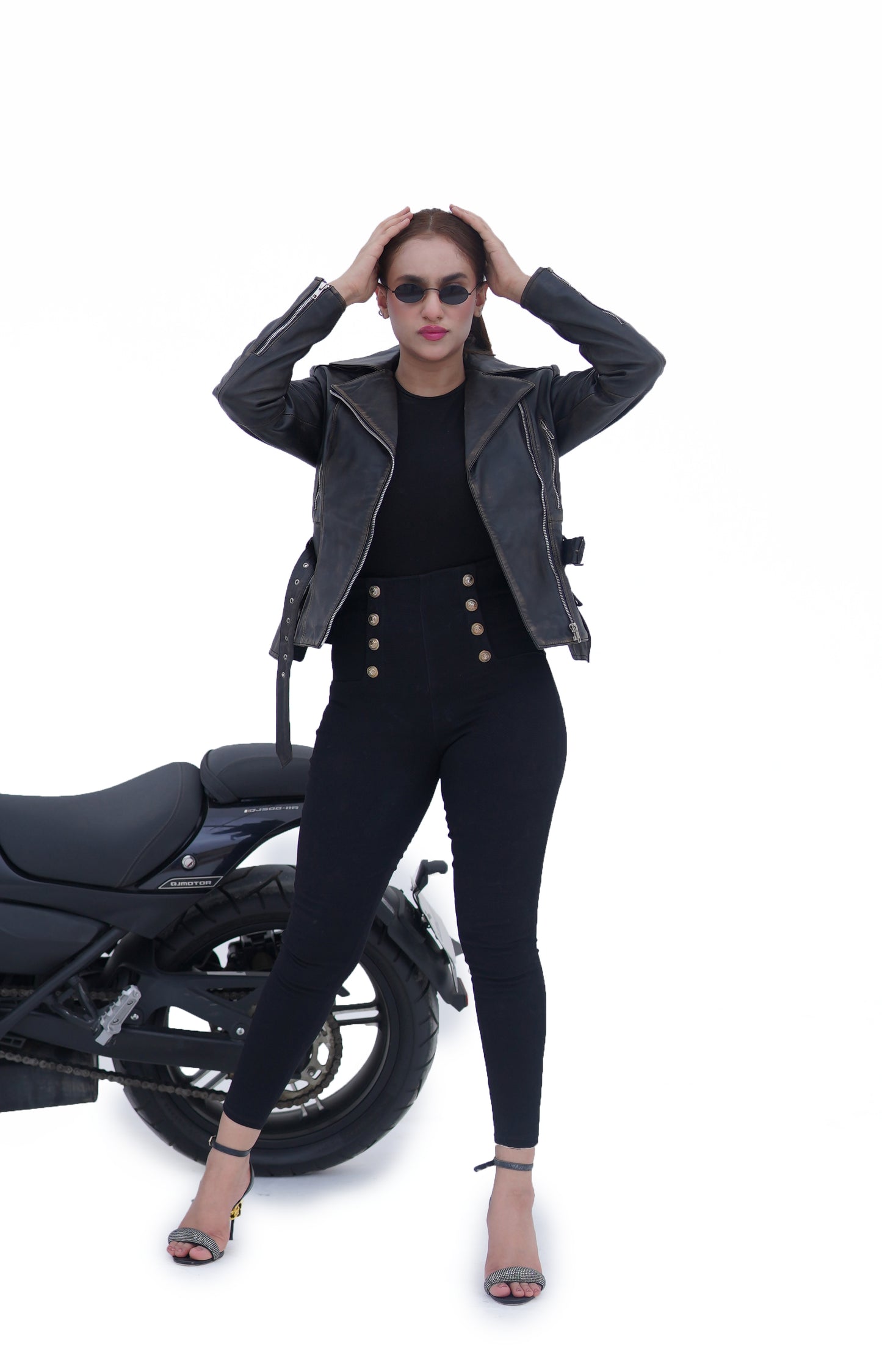 WOMEN REAL LEATHER BIKER DISTRESS VINTAGE JACKET SOFT LAMBSKIN