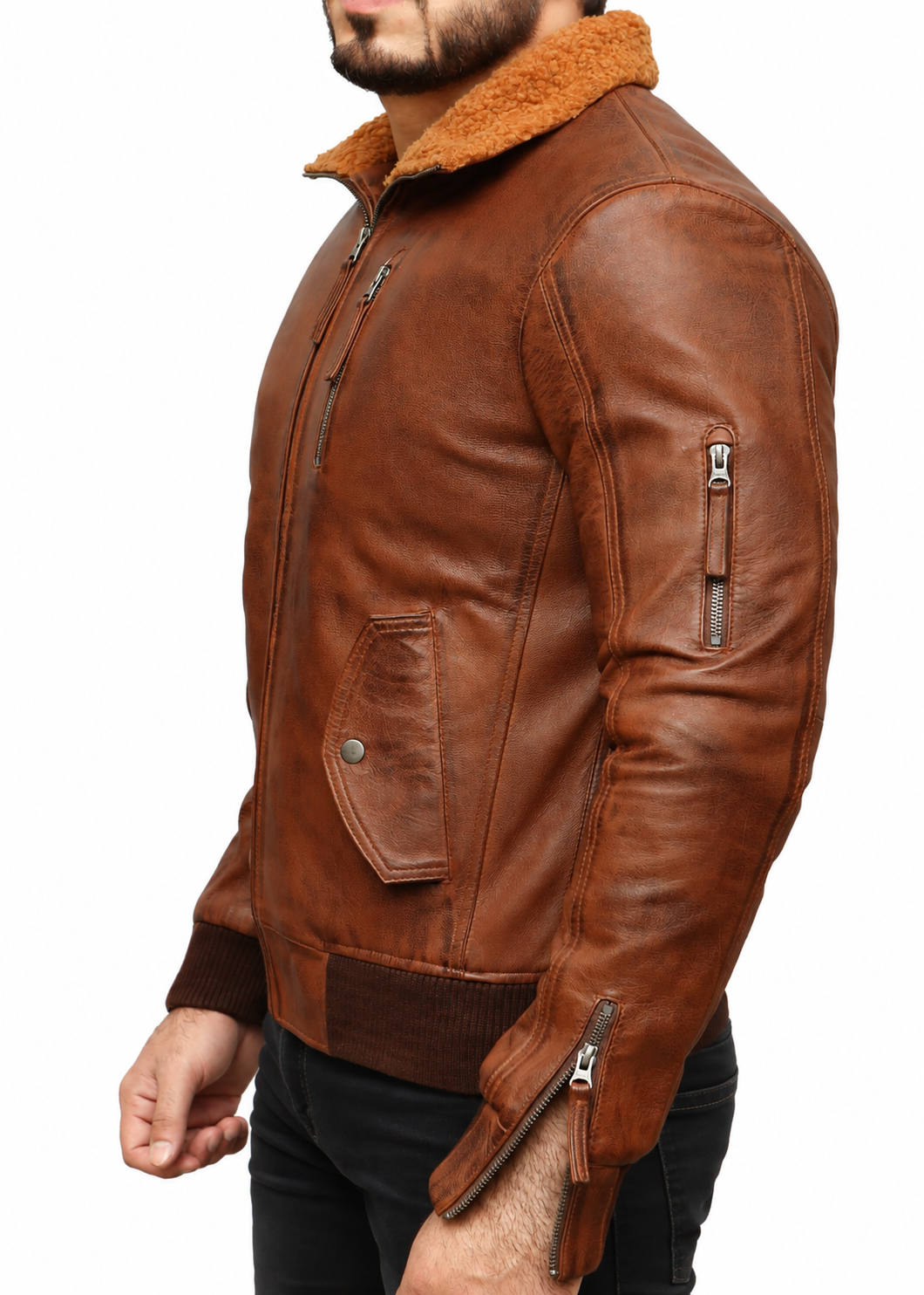 Men's New Tan Safari Biker Hooded Brown Lambskin Leather Jacket| Majestic Leather Majestic Leather