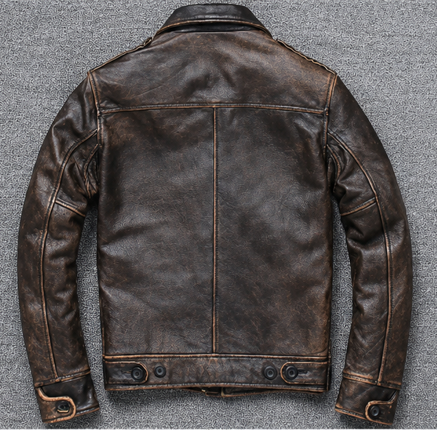 Majestic Leather - Mens Vintage A2 Bomber Air Force Style Distressed Brown Real Leather Jacket Majestic Leather