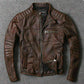 Majestic Leather - Mens Vintage A-Fly Bomber Air Force Style Distressed Brown Real Leather Jacket Majestic Leather