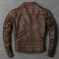 Majestic Leather - Mens Vintage A-Fly Bomber Air Force Style Distressed Brown Real Leather Jacket Majestic Leather