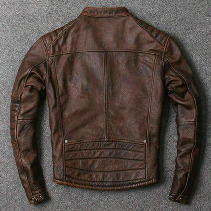 Majestic Leather - Mens Vintage A-Fly Bomber Air Force Style Distressed Brown Real Leather Jacket Majestic Leather