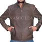 Men's Jason Bourne Distress Faded Grey Cowhide Leather Jacket | Majestic Leather Majestic Leather