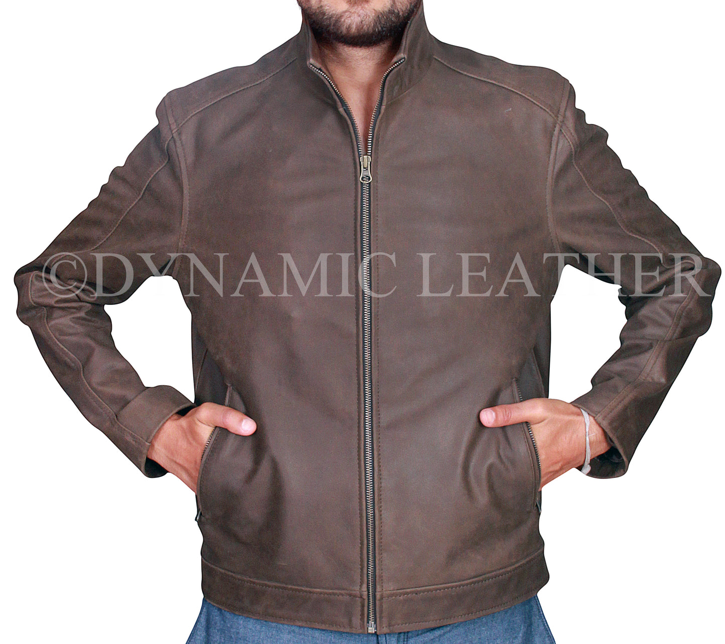 Men's Jason Bourne Distress Faded Grey Cowhide Leather Jacket | Majestic Leather Majestic Leather