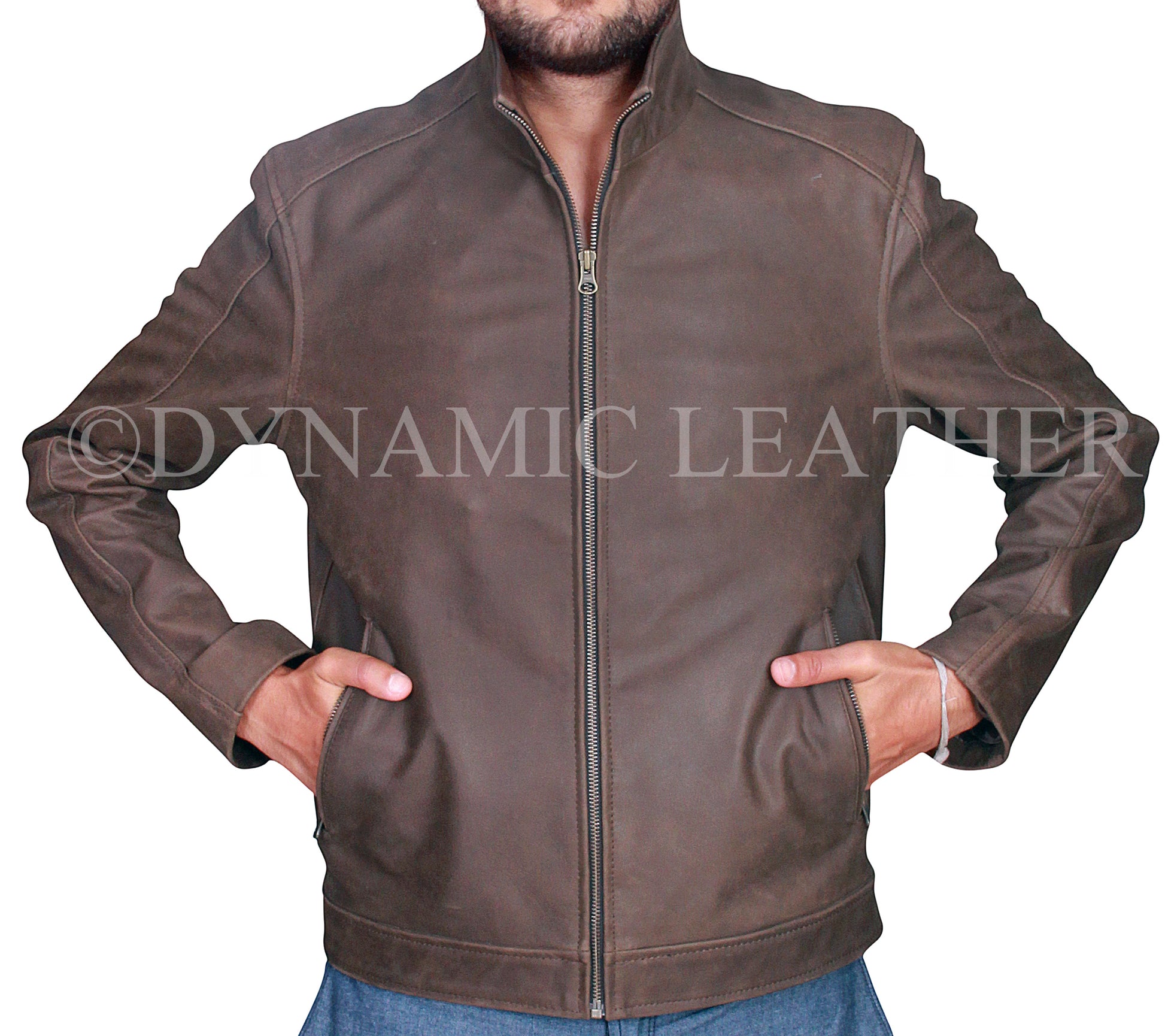 Men's Jason Bourne Distress Faded Grey Cowhide Leather Jacket | Majestic Leather Majestic Leather