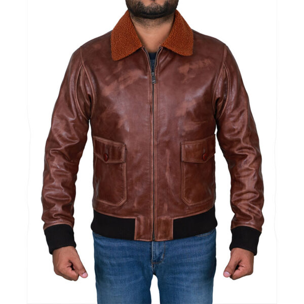 A2 Flight Airforce Pilot Aviator Bomber Jacket — front view | Majestic Leather UK