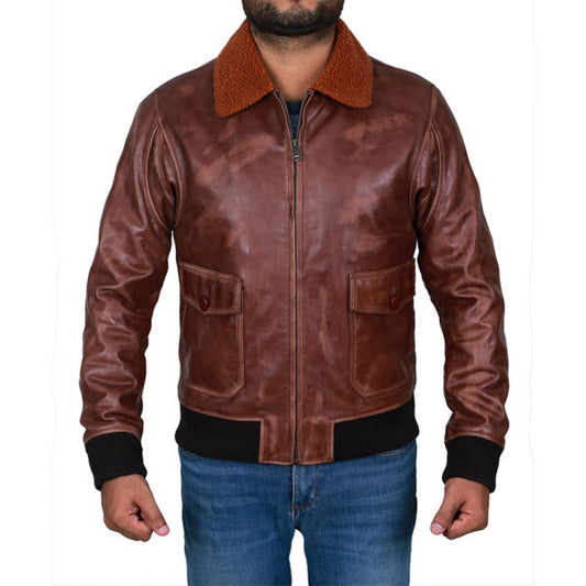 A2 Flight Airforce Pilot Aviator Bomber Jacket — front view | Majestic Leather UK
