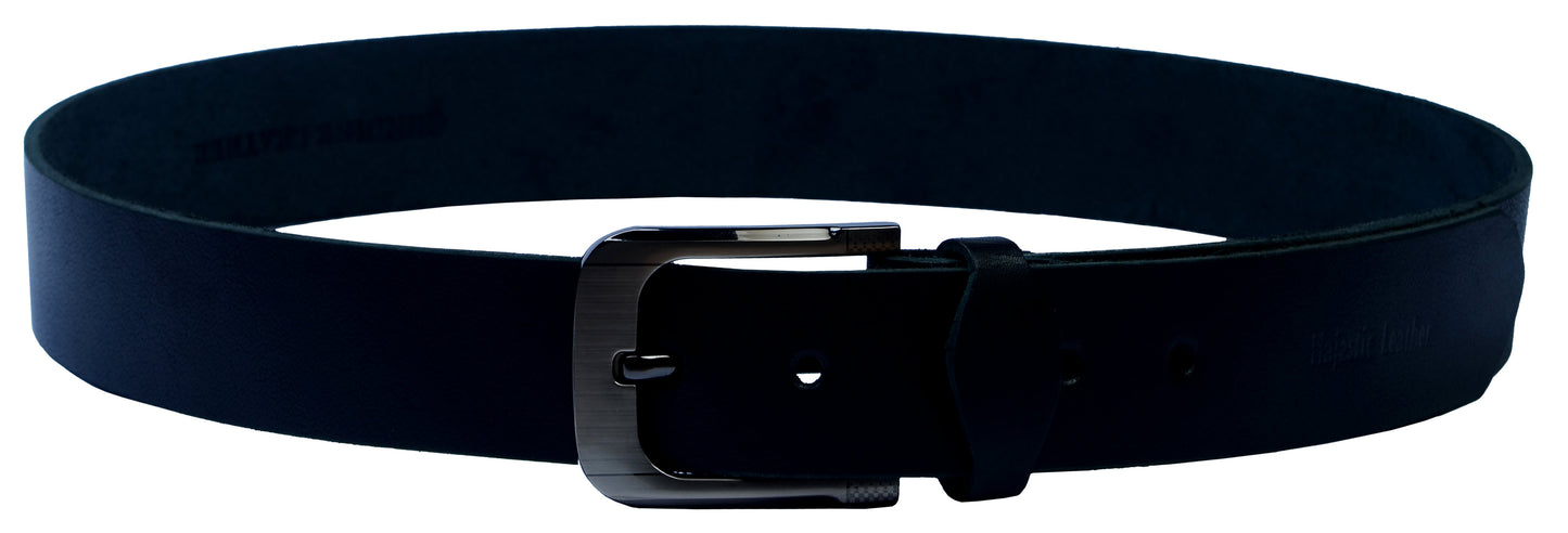 Men's Rustic Buffalo Black Geninune Leather Jeans Belt - Regular sizes Available Majestic Leather