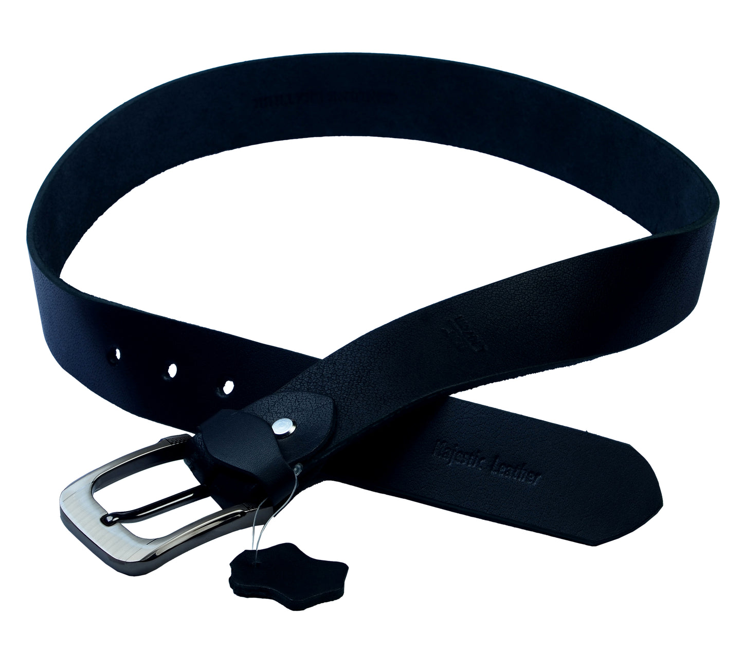 Men's Rustic Buffalo Black Geninune Leather Jeans Belt - Regular sizes Available Majestic Leather