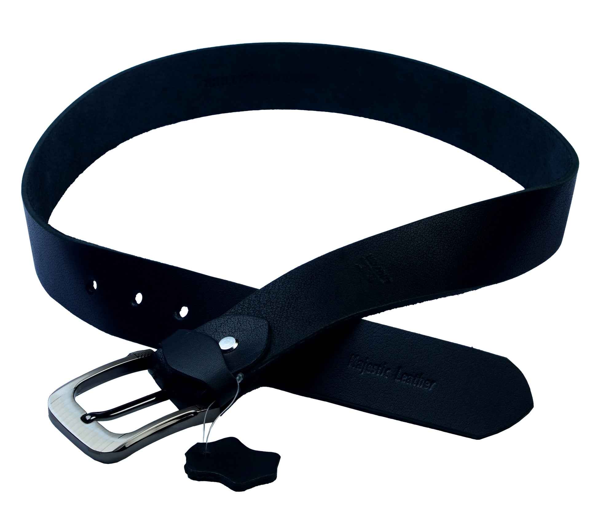 Men's Rustic Buffalo Black Geninune Leather Jeans Belt - Regular sizes Available Majestic Leather