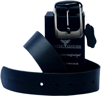 Men's Rustic No Break Thick Buffalo Genuine Leather Jeans Belt Majestic Leather