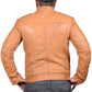 NEW MENS BRITISH TAN REAL LAMBSKIN PREMIUM BIKER LEATHER JACKET