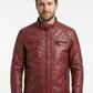 Men's Cafe Racer Biker Leather Jacket Style - 329 | Majestic Leather — front view | Majestic Leather UK