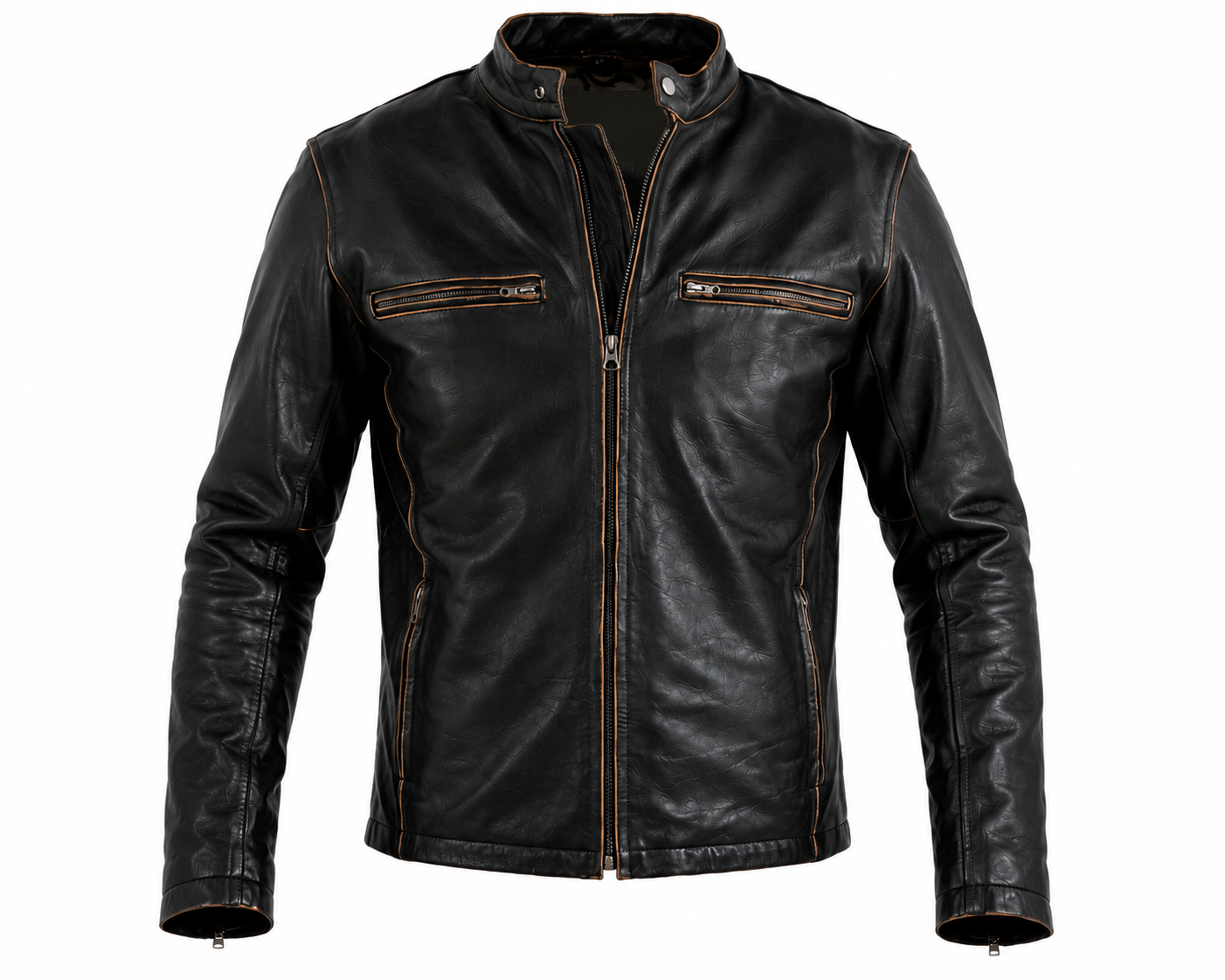 Majestic Leather - Mens Biker Motorcycle Leather Jacket Vintage Aged Brown-BNWT Majestic Leather