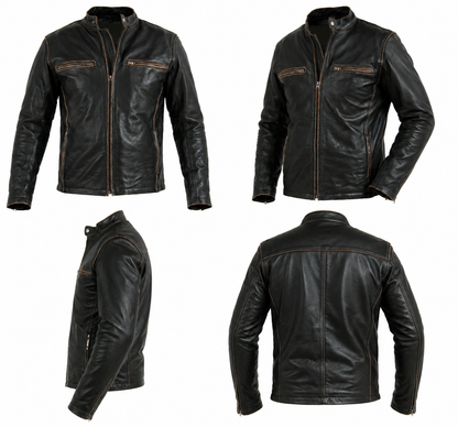 Majestic Leather - Mens Biker Motorcycle Leather Jacket Vintage Aged Brown-BNWT Majestic Leather