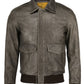 A-2 Flight Bomber Grey Leather Jacket | Majestic Leather — front view | Majestic Leather UK