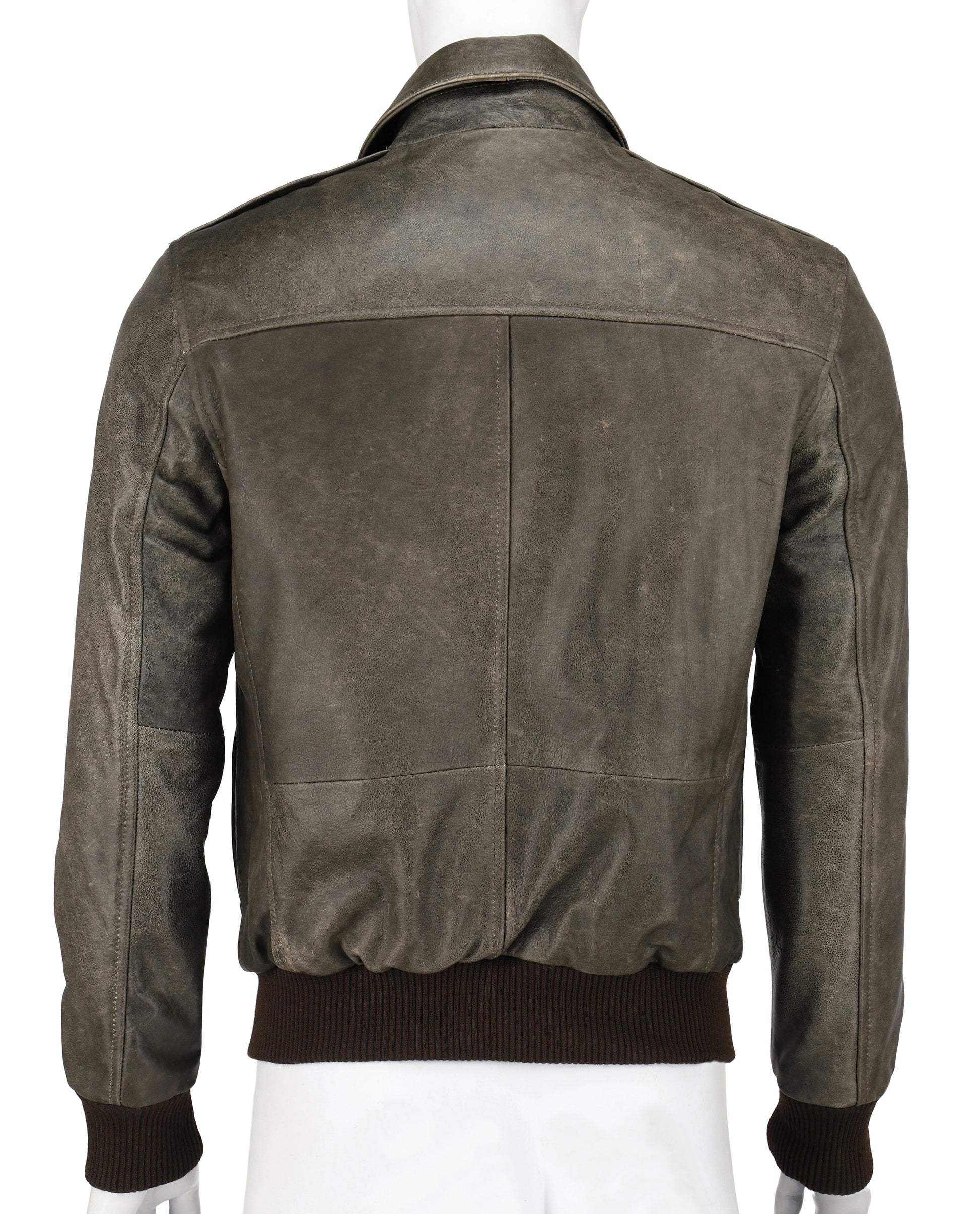 A-2 Flight Bomber Grey Leather Jacket | Majestic Leather — side profile | Majestic Leather UK