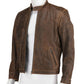 Biker Cafe Racer Vintage Distressed Brown Real Leather Jacket | Majestic Leather — front view | Majestic Leather UK