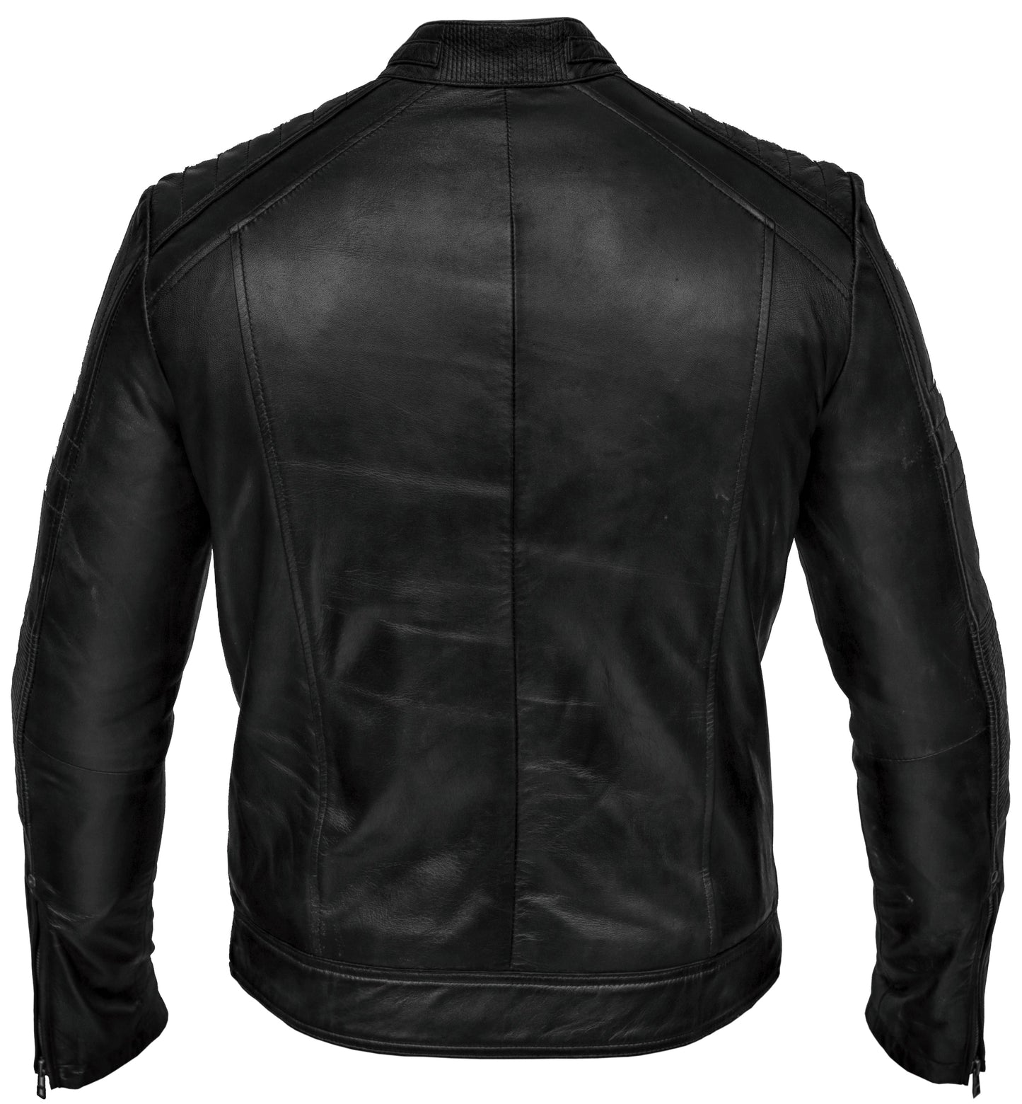 Lambskin Cafe Racer Biker Real Leather Jacket | Majestic Leather — collar detail | Majestic Leather UK