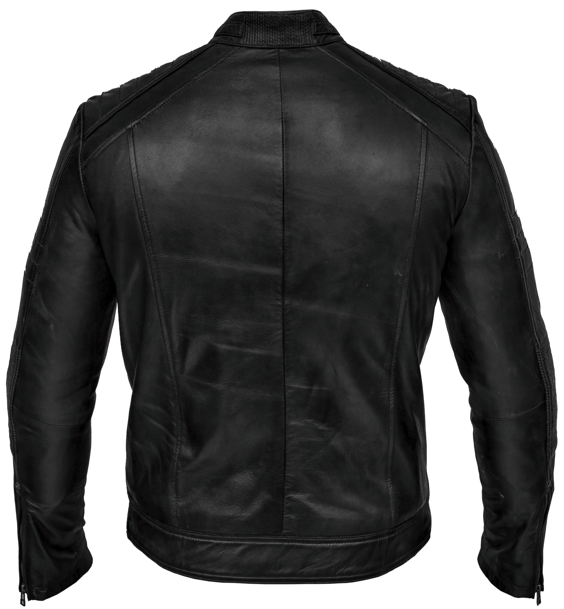 Lambskin Cafe Racer Biker Real Leather Jacket | Majestic Leather — collar detail | Majestic Leather UK