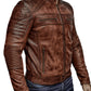 Lambskin Cafe Racer Biker Real Leather Jacket | Majestic Leather — sleeve detail | Majestic Leather UK
