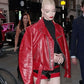Women Biker - Anya Taylor-Joy Red Leather Jacket — side profile | Majestic Leather UK